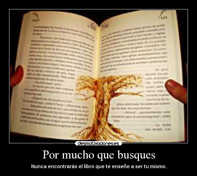Por mucho que busques - Nunca encontrarás el libro que te enseñe a ser tu mismo.