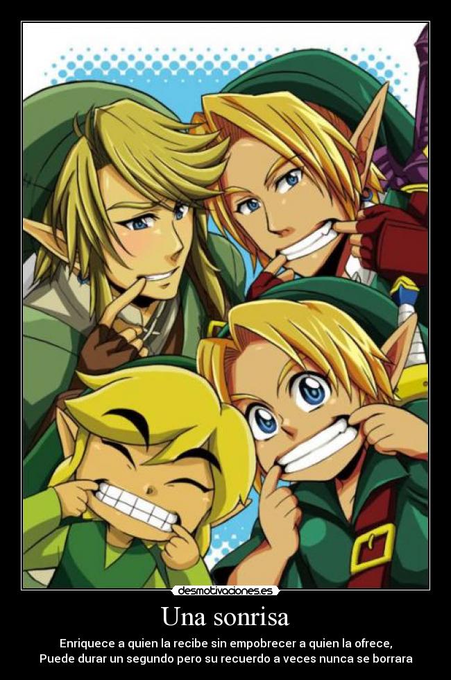 Una sonrisa - Enriquece a quien la recibe sin empobrecer a quien la ofrece,
Puede durar un segundo pero su recuerdo a veces nunca se borrara