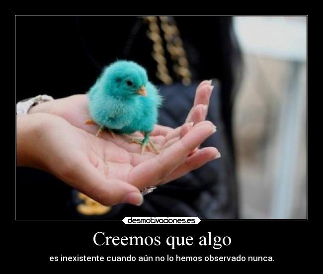 Creemos que algo - es inexistente cuando aún no lo hemos observado nunca.