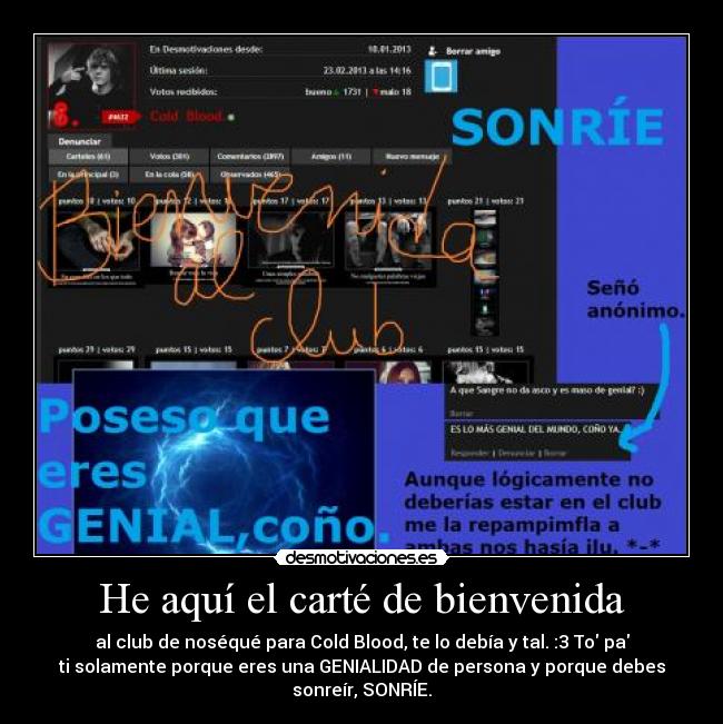 He aquí el carté de bienvenida - 