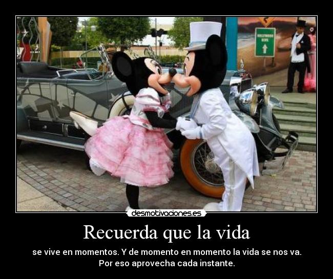 Recuerda que la vida - se vive en momentos. Y de momento en momento la vida se nos va.
Por eso aprovecha cada instante.