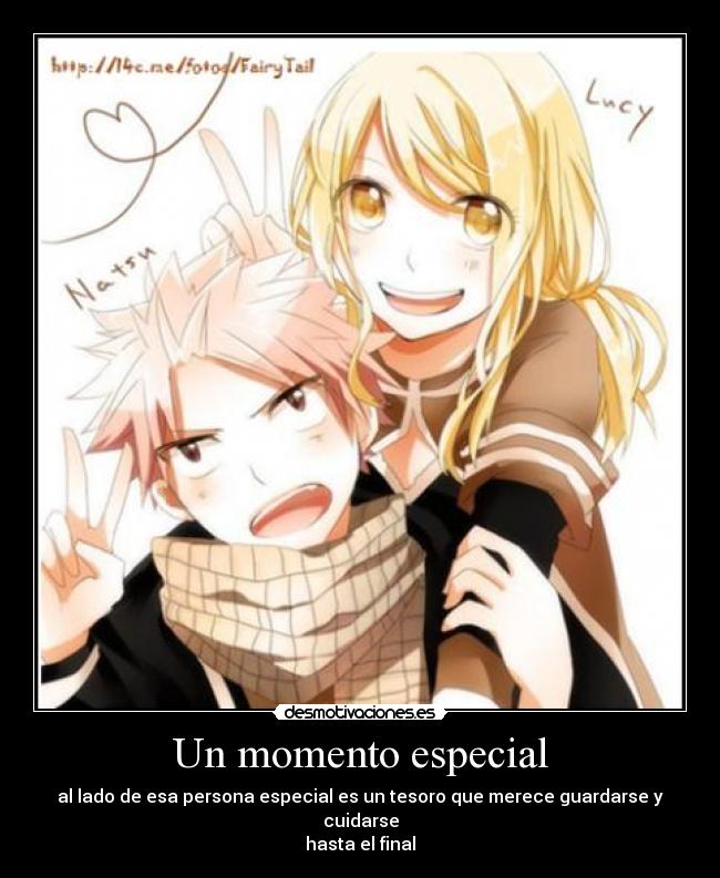 carteles anime lucy natsu fairy tail momento desmotivaciones