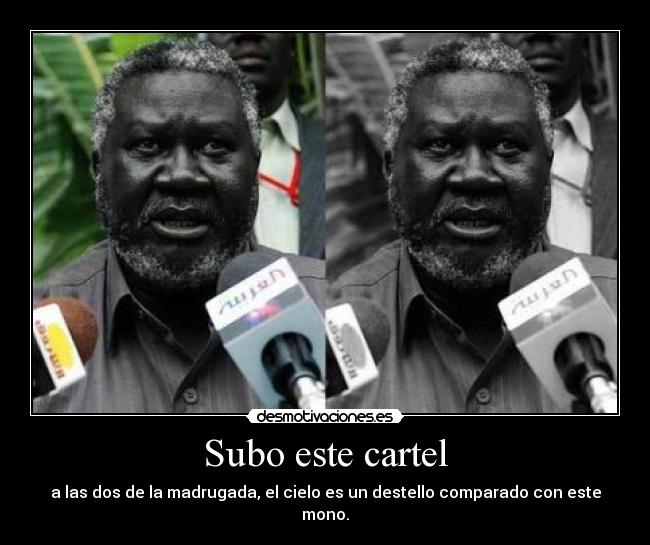 Subo este cartel - a las dos de la madrugada, el cielo es un destello comparado con este mono.