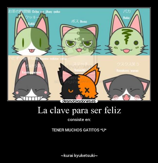 La clave para ser feliz - consiste en:

TENER MUCHOS GATITOS *U*




~kurai kyuketsuki~