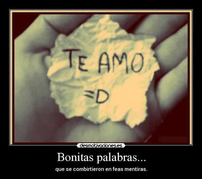 Bonitas palabras... - que se combirtieron en feas mentiras.