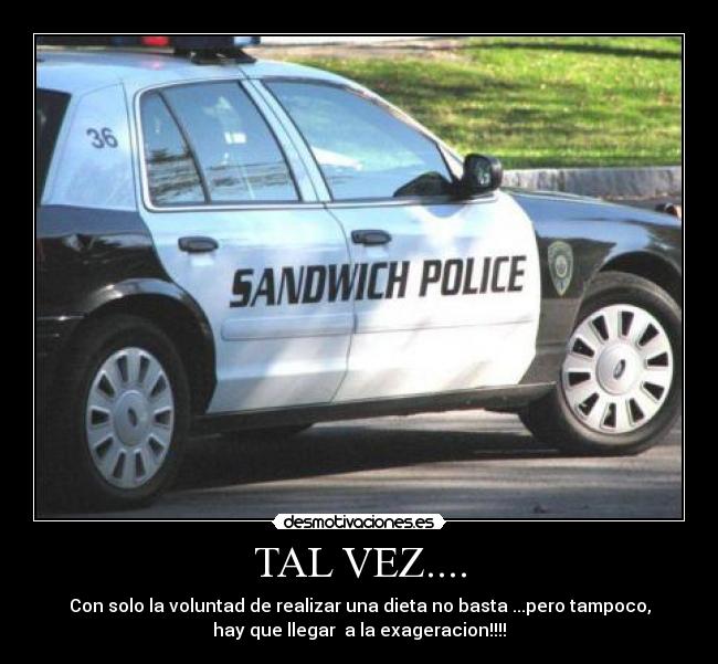 TAL VEZ.... - Con solo la voluntad de realizar una dieta no basta ...pero tampoco,
hay que llegar a la exageracion!!!!