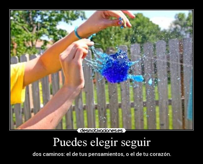 Puedes elegir seguir - dos caminos: el de tus pensamientos, o el de tu corazón.