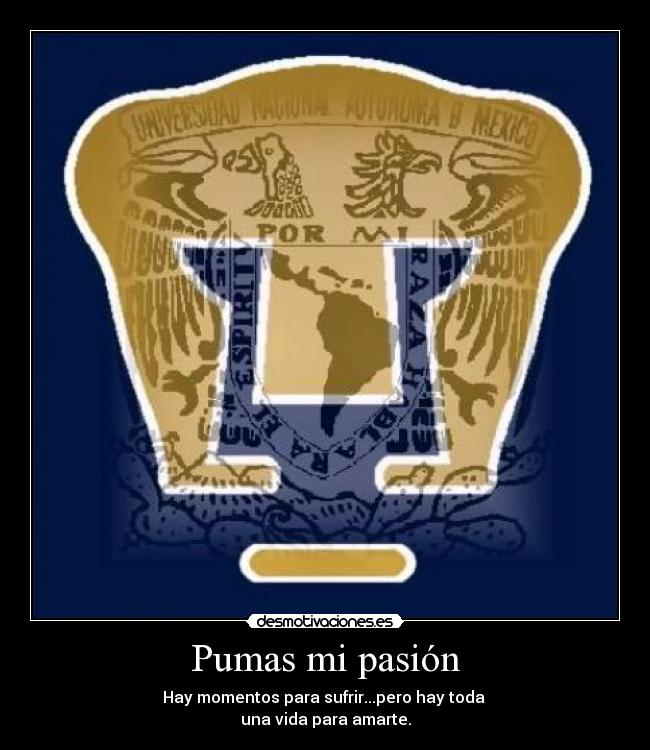 Pumas mi pasión - Hay momentos para sufrir...pero hay toda
una vida para amarte.
