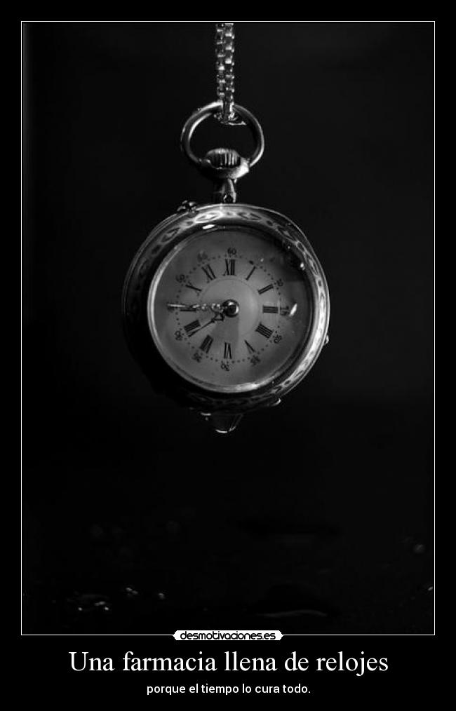 Una farmacia llena de relojes - porque el tiempo lo cura todo.