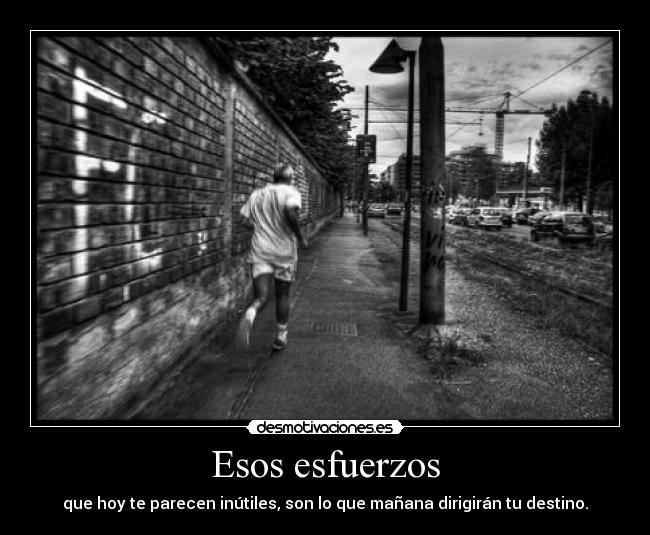 Esos esfuerzos - que hoy te parecen inútiles, son lo que mañana dirigirán tu destino.