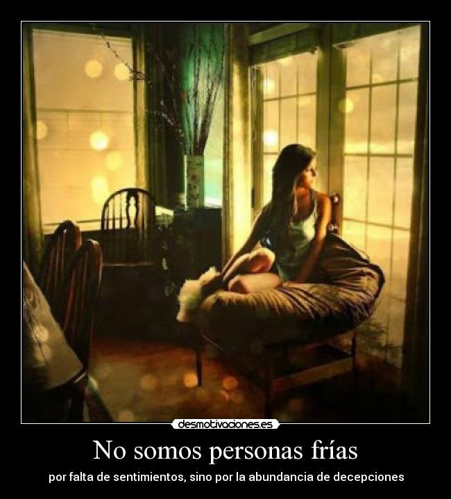 No somos personas frías - por falta de sentimientos, sino por la abundancia de decepciones