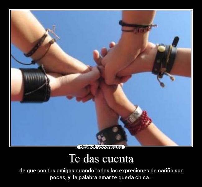 Te das cuenta - de que son tus amigos cuando todas las expresiones de cariño son
pocas, y  la palabra amar te queda chica...