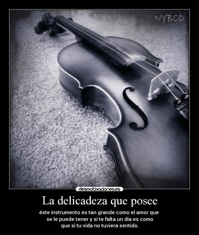 La delicadeza que posee - éste instrumento es tan grande como el amor que
se le puede tener y si te falta un dia es como
que si tu vida no tuviera sentido.