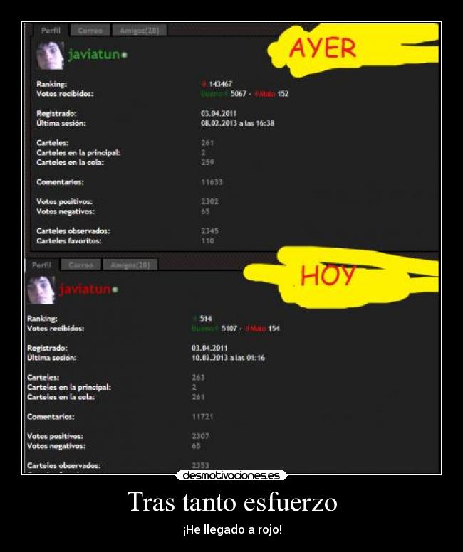 Tras tanto esfuerzo - ¡He llegado a rojo!