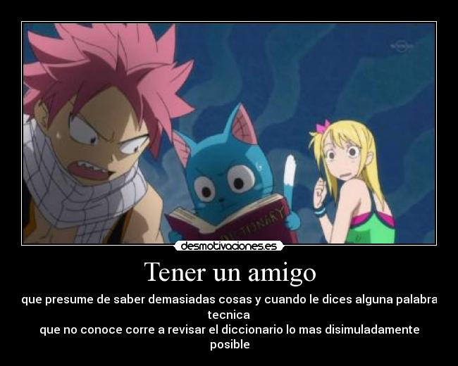 carteles anime fairy tail natsu happy diccionario desmotivaciones