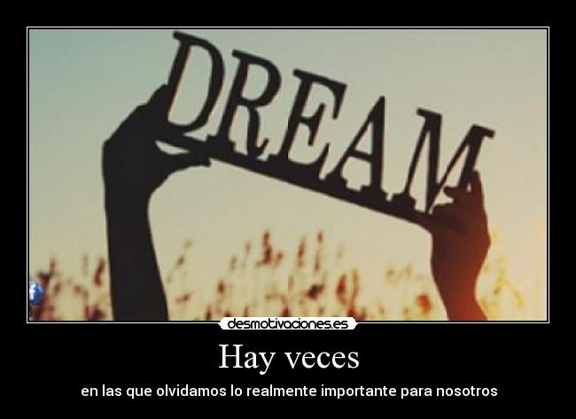 Hay veces - en las que olvidamos lo realmente importante para nosotros