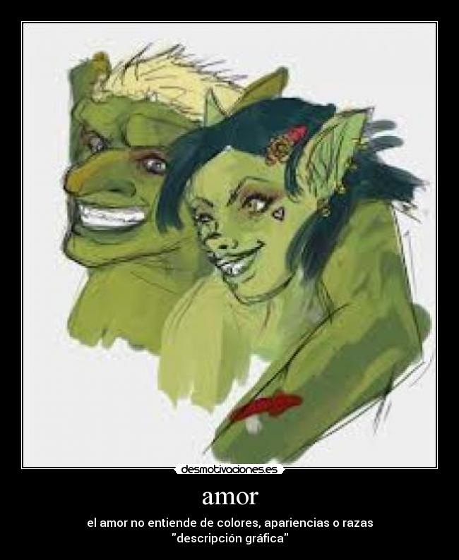 amor - el amor no entiende de colores, apariencias o razas
descripción gráfica