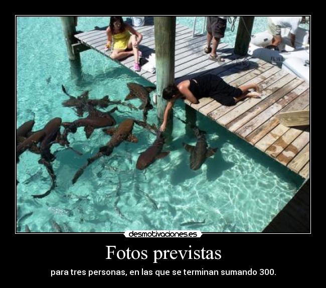 Fotos previstas - para tres personas, en las que se terminan sumando 300.