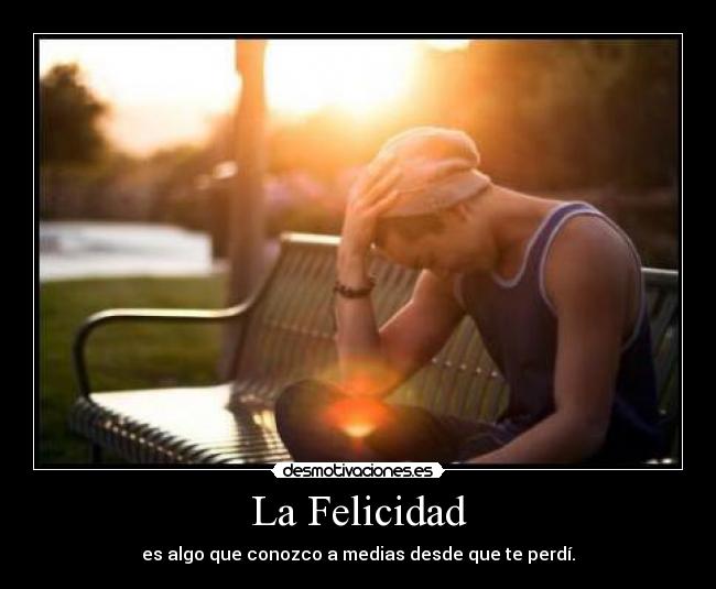 La Felicidad - es algo que conozco a medias desde que te perdí.