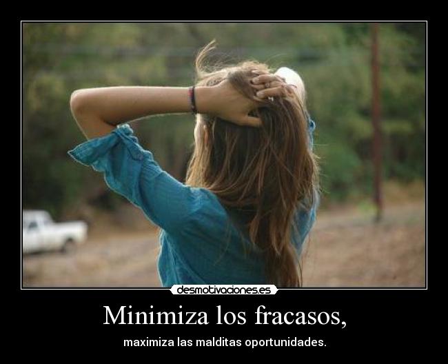 Minimiza los fracasos, - maximiza las malditas oportunidades.