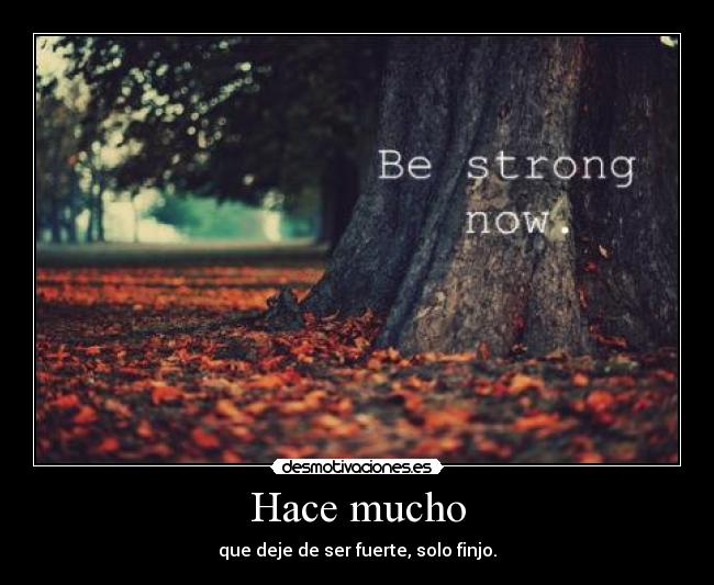 Hace mucho - que deje de ser fuerte, solo finjo.