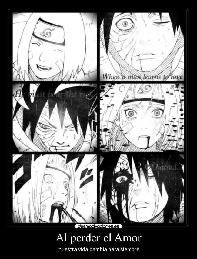 carteles amor naruto shippuden obito uchiha tobi rin echos reales amor sufrimiento perdidas desmotivaciones