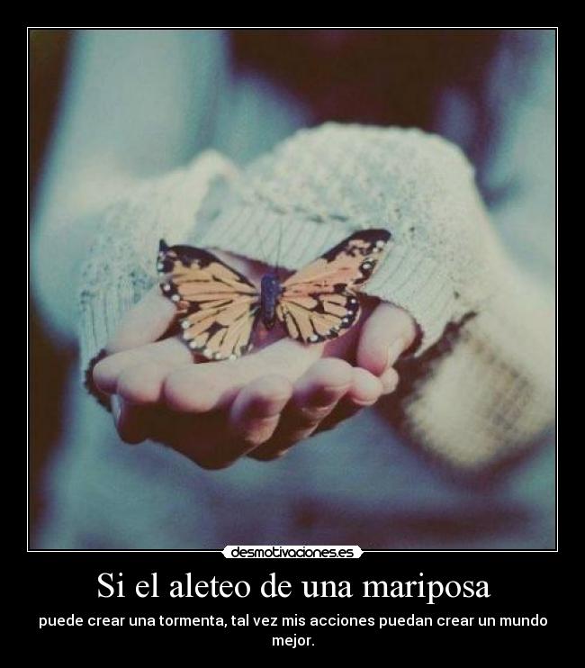 Si el aleteo de una mariposa - puede crear una tormenta, tal vez mis acciones puedan crear un mundo mejor.