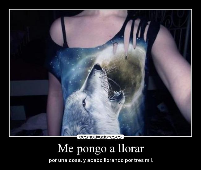 Me pongo a llorar - por una cosa, y acabo llorando por tres mil.