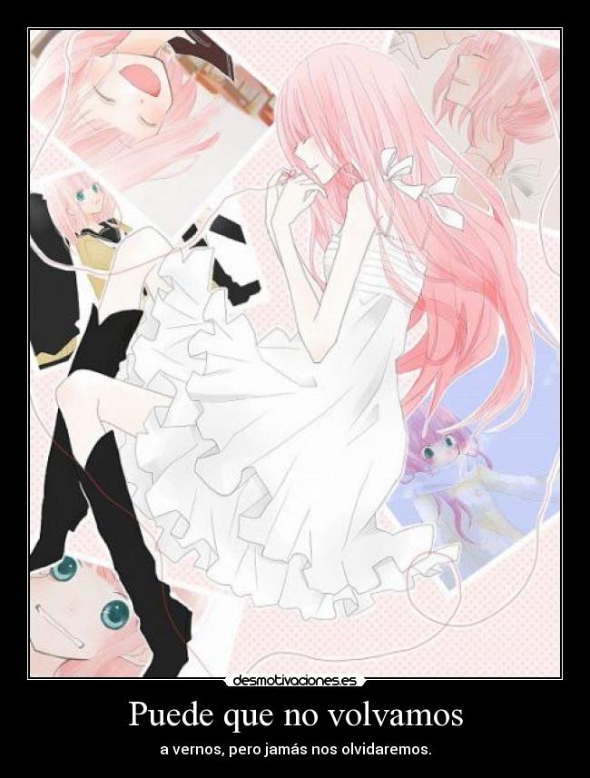 Puede que no volvamos - a vernos, pero jamás nos olvidaremos.