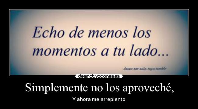 Simplemente no los aproveché, - Y ahora me arrepiento