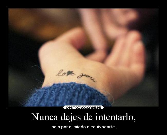 Nunca dejes de intentarlo, - solo por el miedo a equivocarte.