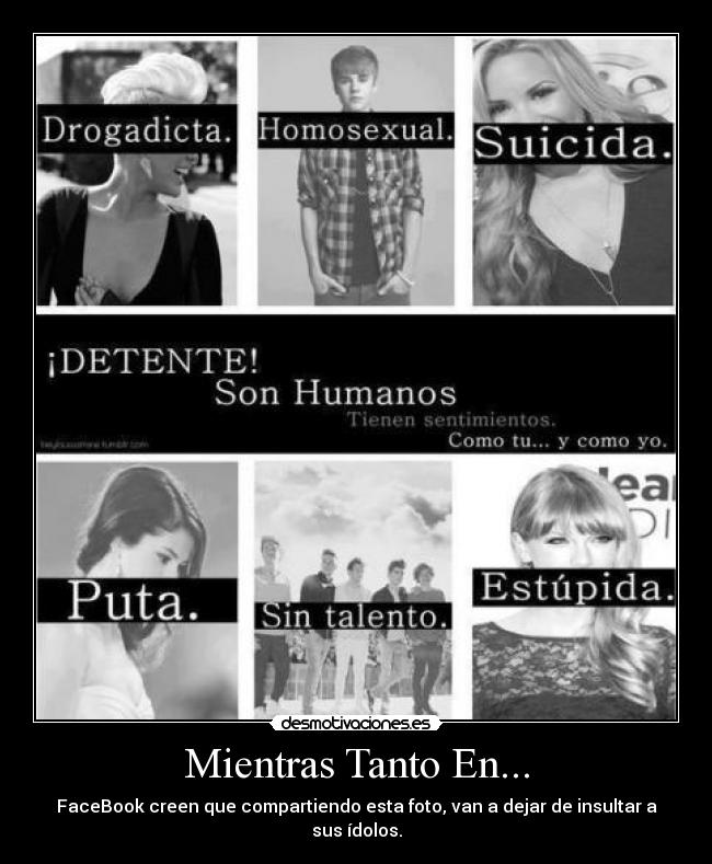 Mientras Tanto En... - FaceBook creen que compartiendo esta foto, van a dejar de insultar a sus ídolos.