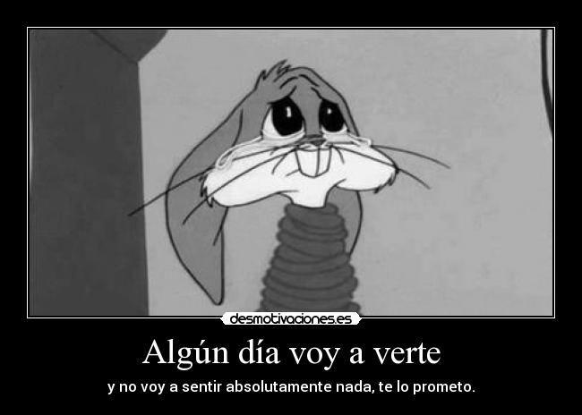 Algún día voy a verte - y no voy a sentir absolutamente nada, te lo prometo.