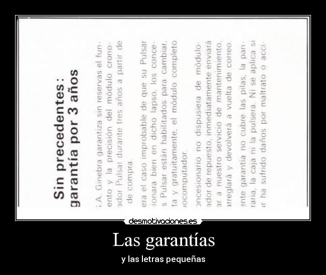 Las garantías - y las letras pequeñas
