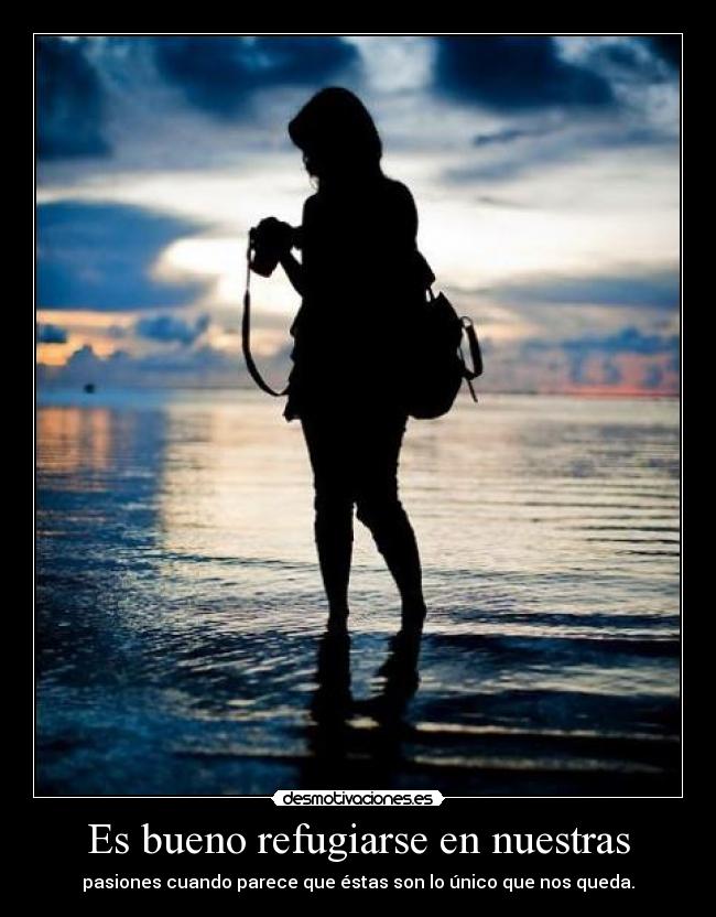 Es bueno refugiarse en nuestras - pasiones cuando parece que éstas son lo único que nos queda.