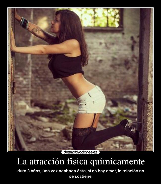 La atracción física químicamente - dura 3 años, una vez acabada ésta, si no hay amor, la relación no se sostiene.