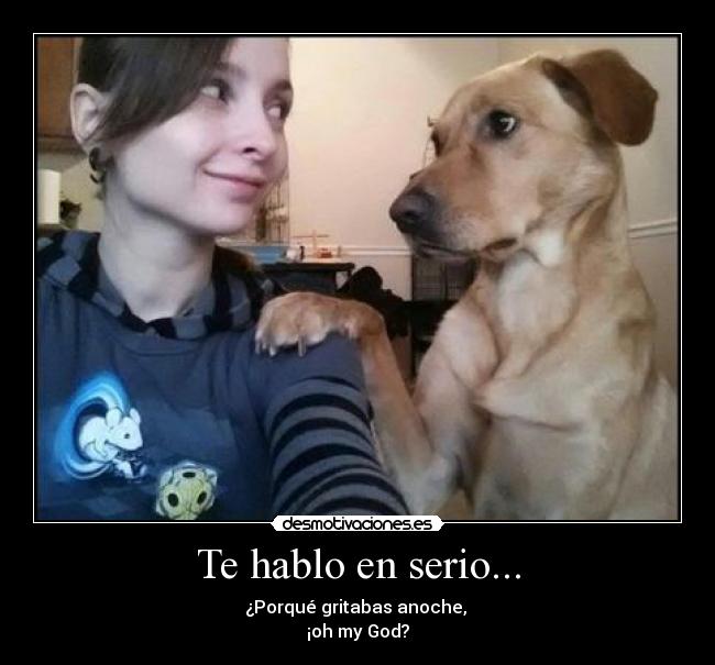 Te hablo en serio... - ¿Porqué gritabas anoche,
¡oh my God?