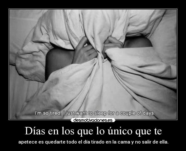 Días en los que lo único que te - apetece es quedarte todo el día tirado en la cama y no salir de ella.