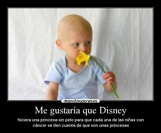 Me gustaría que Disney - hiciera una princesa sin pelo para que cada una de las niñas con
cáncer se den cuenta de que son unas princesas