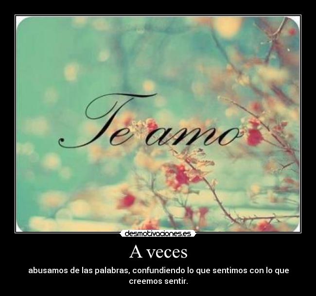A veces - abusamos de las palabras, confundiendo lo que sentimos con lo que creemos sentir.
