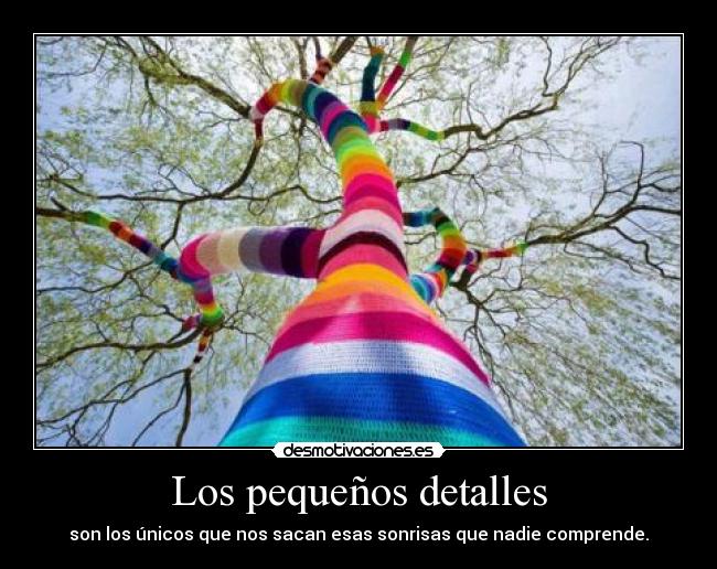 Los pequeños detalles - son los únicos que nos sacan esas sonrisas que nadie comprende.