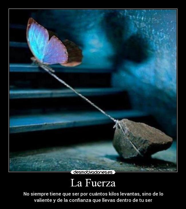 La Fuerza - No siempre tiene que ser por cuántos kilos levantas, sino de lo
valiente y de la confianza que llevas dentro de tu ser