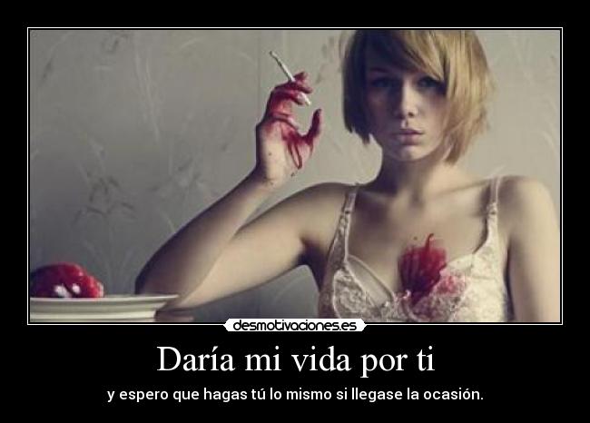 Daría mi vida por ti - y espero que hagas tú lo mismo si llegase la ocasión.
