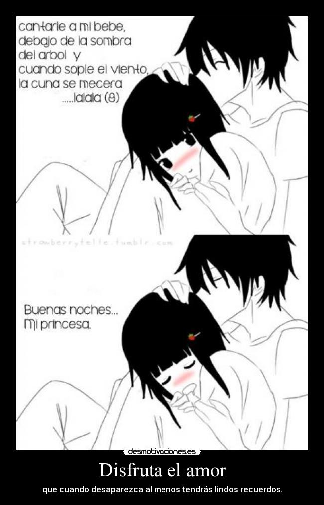 Disfruta el amor - que cuando desaparezca al menos tendrás lindos recuerdos.
