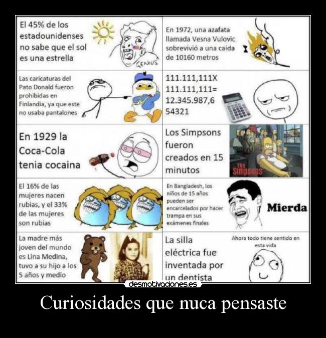Curiosidades que nuca pensaste -