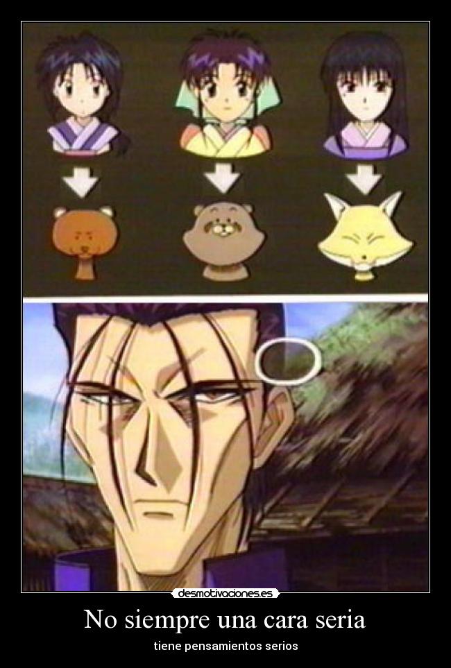 carteles rurouni kenshin hajime saito pensando animales takani megumi kaoru kamiya misao makimachi desmotivaciones