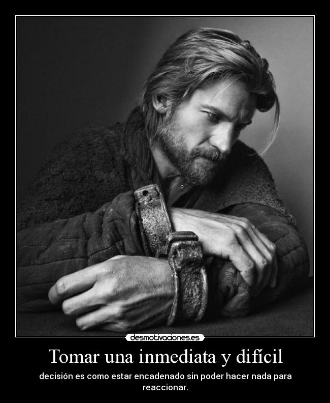 Tomar una inmediata y difícil - decisión es como estar encadenado sin poder hacer nada para reaccionar.