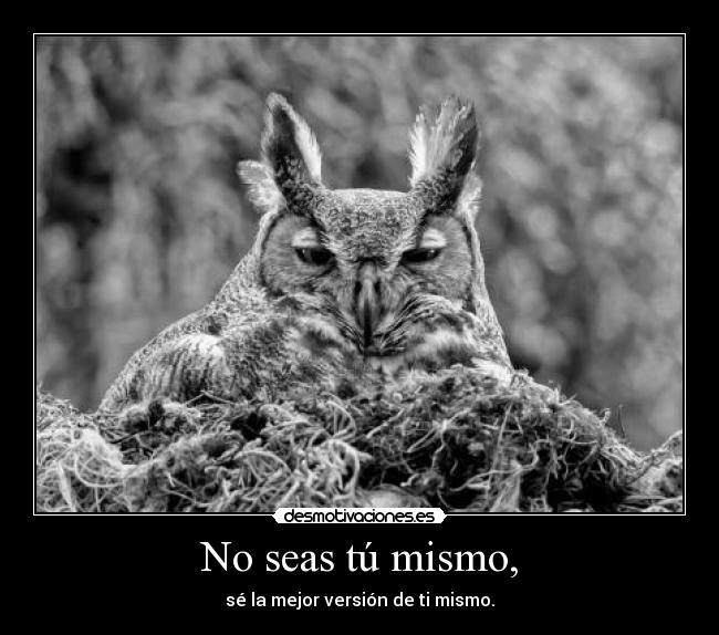 No seas tú mismo, - sé la mejor versión de ti mismo.