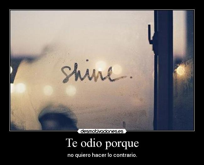 Te odio porque - no quiero hacer lo contrario.