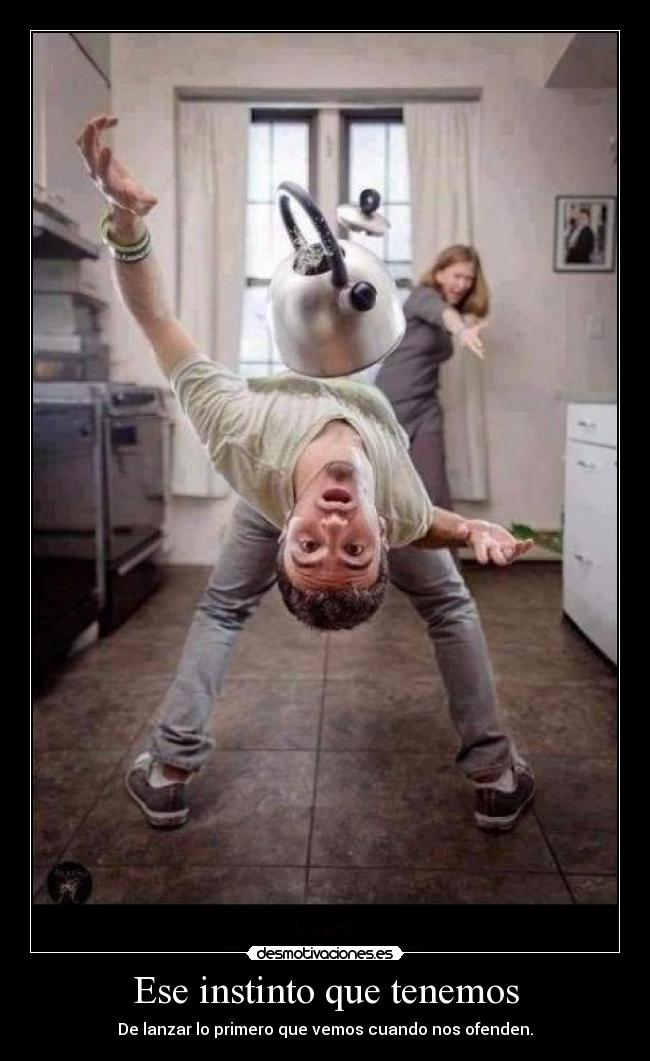 Ese instinto que tenemos - De lanzar lo primero que vemos cuando nos ofenden.